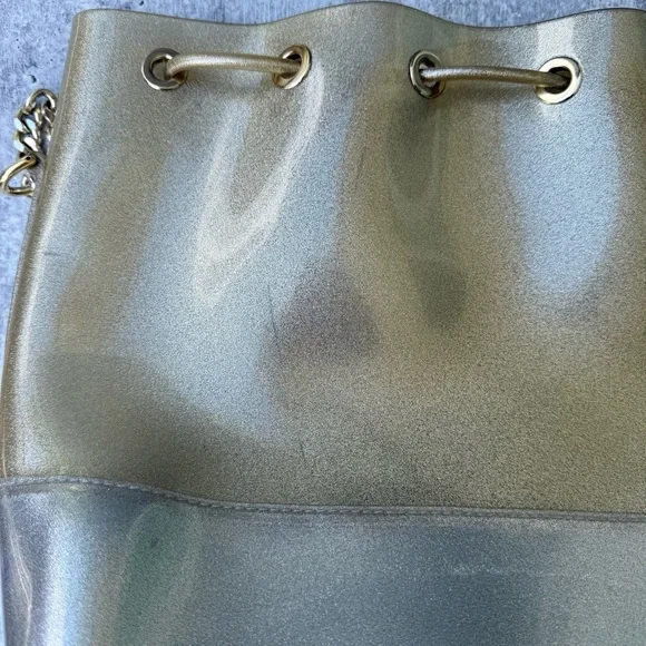 KARTELL Grace K Purse Made in Italy Plastic Gold Straps Bucket
